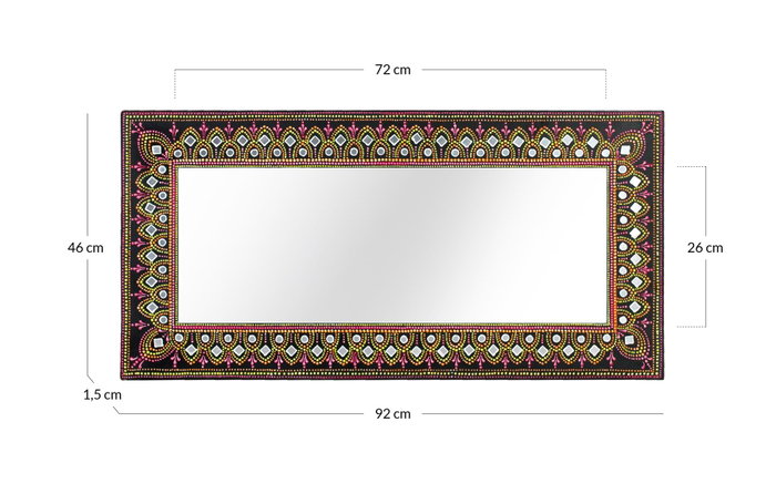 Giner y Colomer Espejo MDF Multicolor 72x26 cm, Pintado a Mano, Orientación Horizontal y Vertical